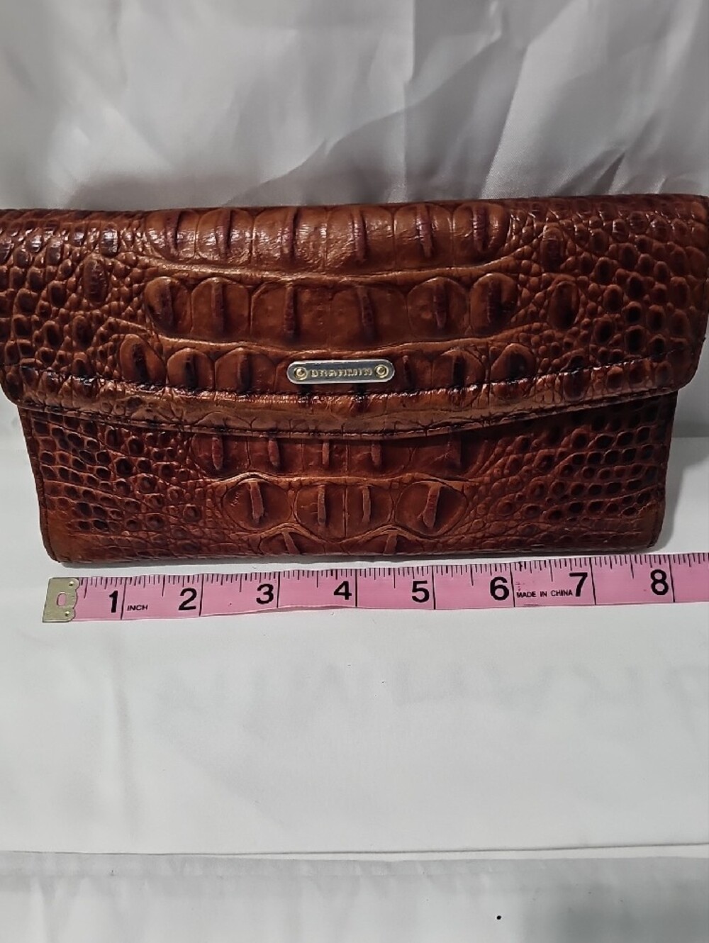 Brahmin Chestnut Croc-Embossed Leather Fold-Over Wallet - Picture 9 of 11